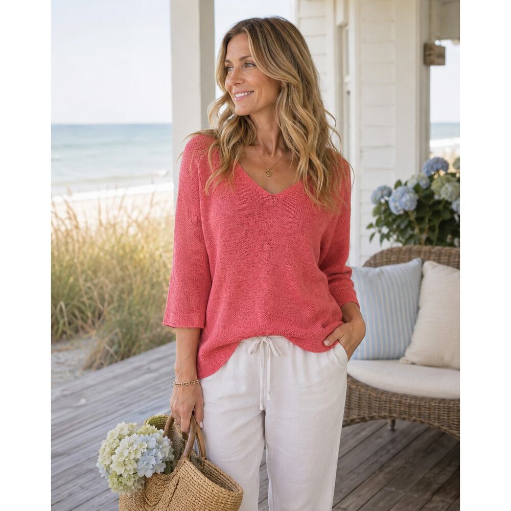 Eileen Fisher Oversized Knit Sweater Size Small Coastal Cottagecore Minimalist